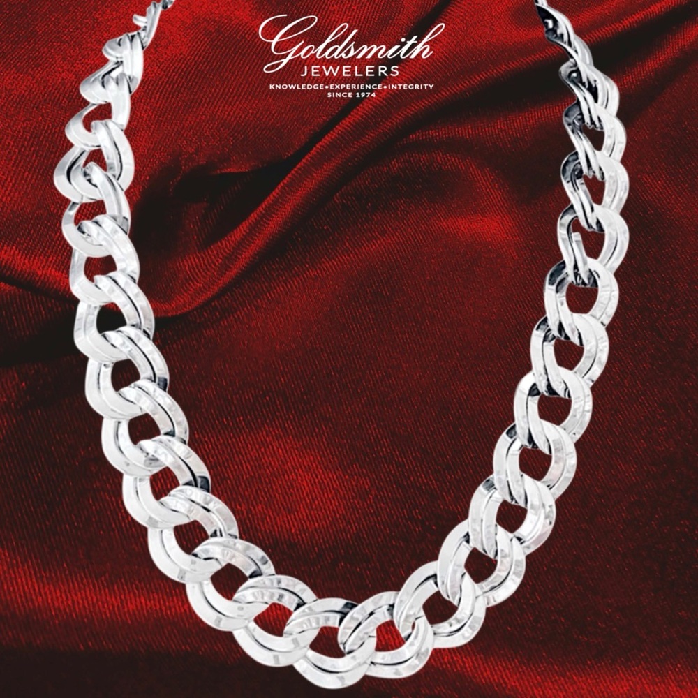 NEW GS 18.5” .925 Sterling Silver/SS Double Cuban Link Chain Necklace